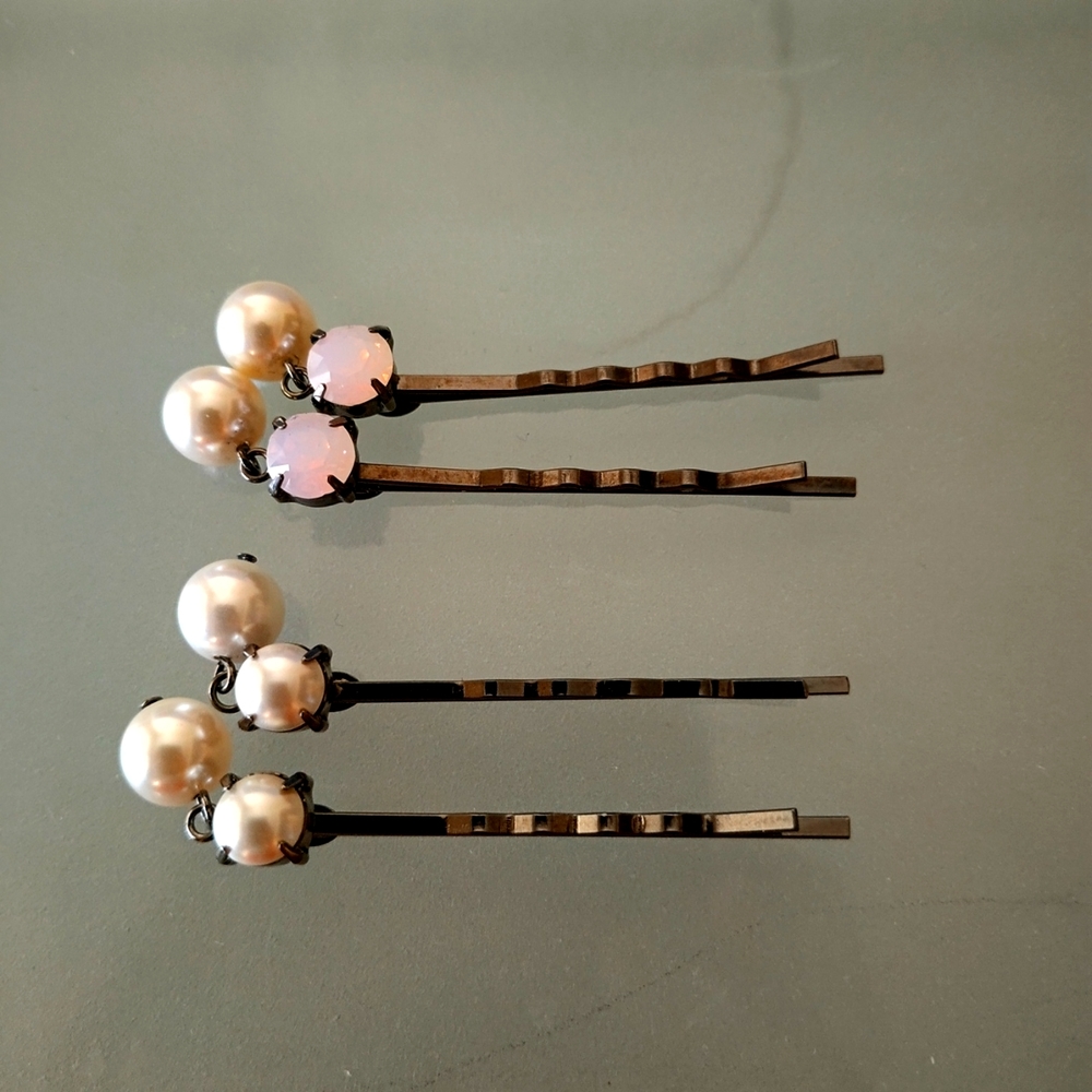 Joomi Lim Swarovski Crystal Faux Pearls Hair Clips